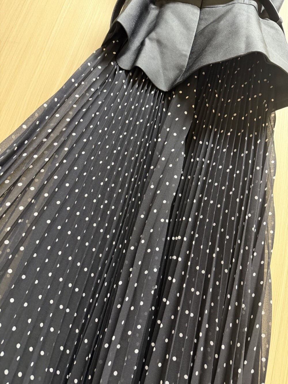 Self Portrait Black Taffeta Polka Dot Midi Dress - Picture 9 of 16